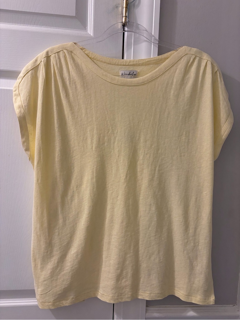 Wonderly Pale Yellow Dolphin Sleeve Crewneck Tee
